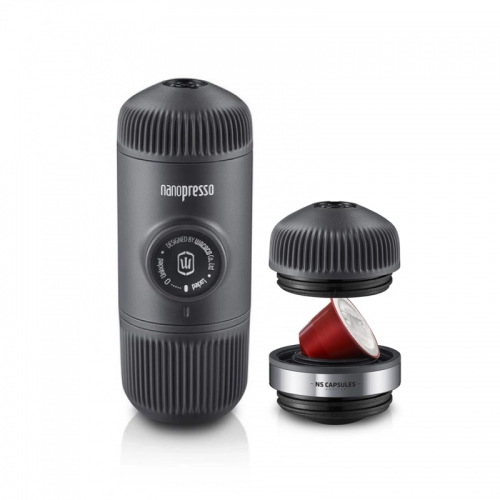 Mobile Kaffeemaschine Wacaco Nanopresso (schwartz) + Nespresso adapter